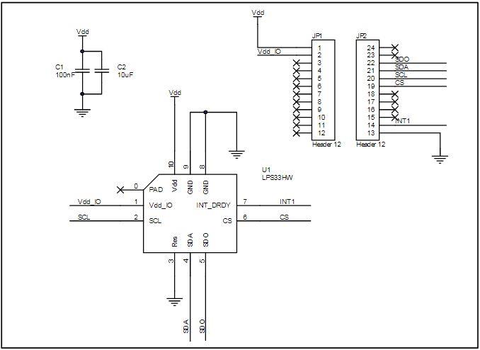 原理图 - STMicroelectronics STEVAL-MKI183V1适配器板